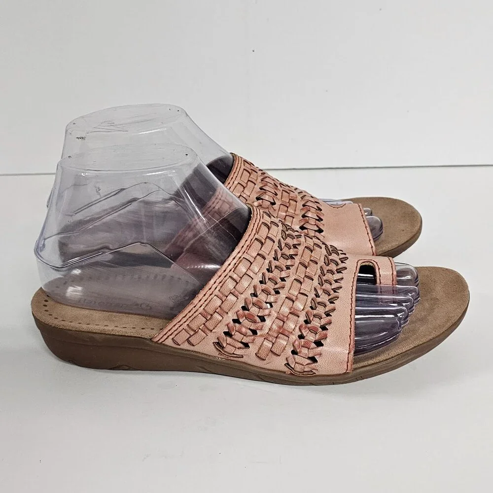 Baretraps Sandals Pink Slide Woven Boho Festival Casual Beach Comfy 7.5
